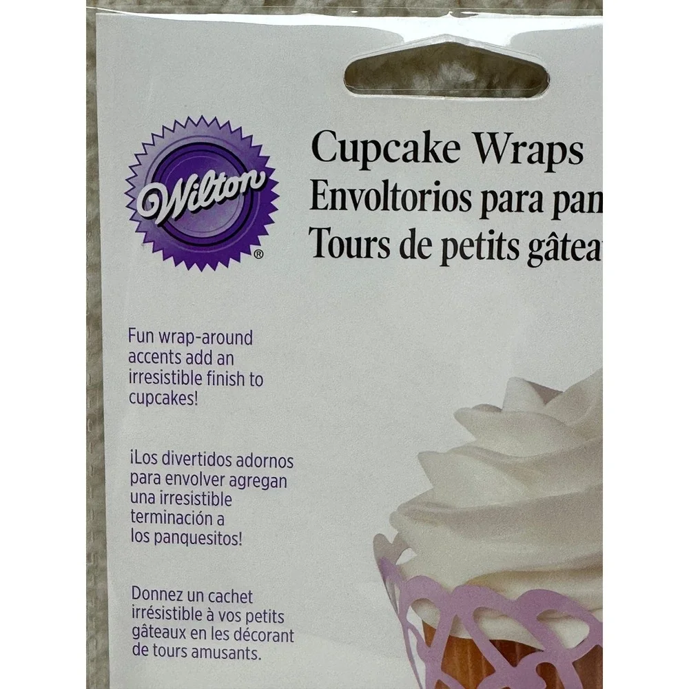 Wilton Cupcake Wraps Lavender Swirl Laser Cut Decorative Collars 18 Count